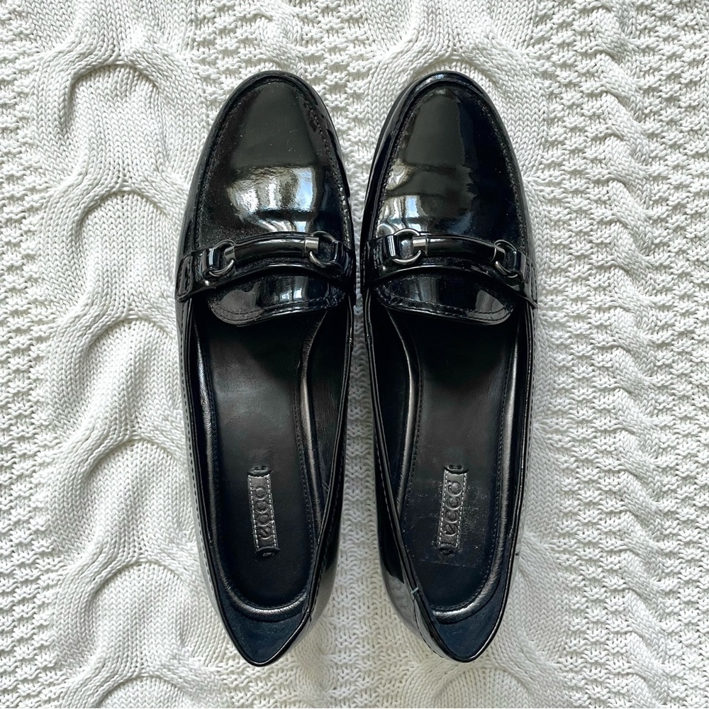 ECCO Black Genuine Patent Leather Loafers EU 39| US 8.5